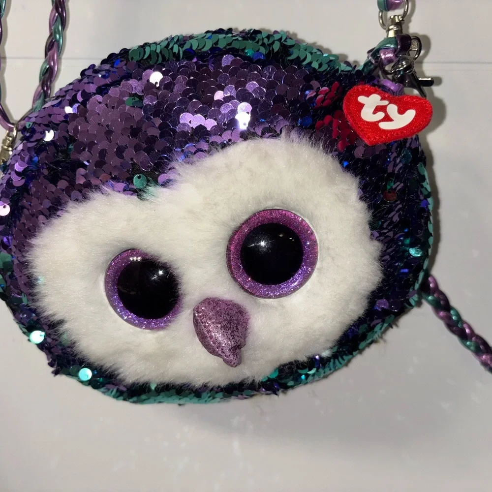 Ty Purple and Teal Sequin Owl Bag